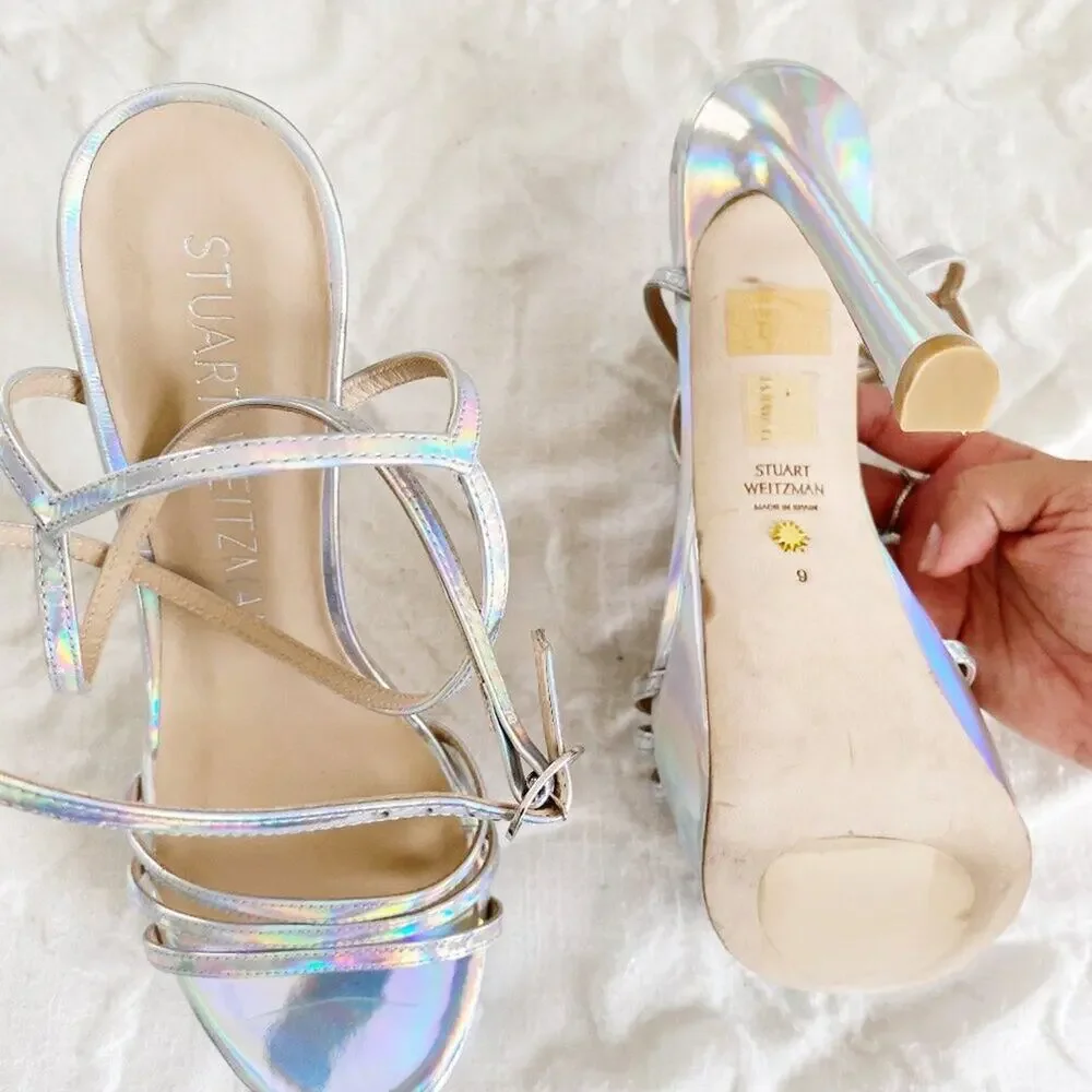 Stuart Weitzman Soiree Iridiscent Platform Sandals Size 9